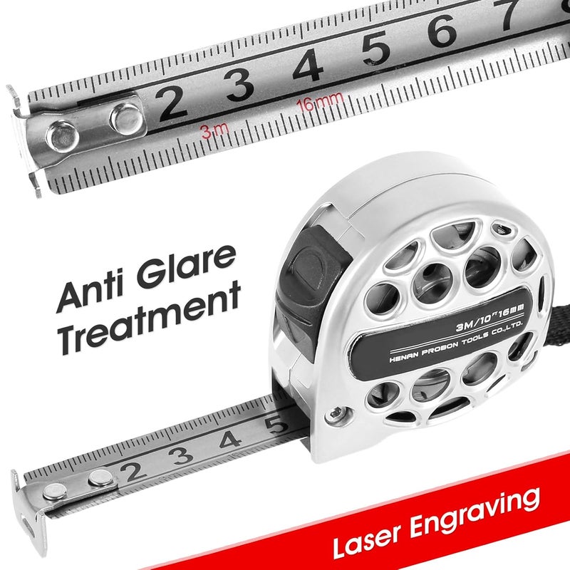 HOTBEST 2 Pack Tape Measure 9.8FT/3M Stainless Steel Measuring Tape with Double Sided Scale Waterproof Retractable Measure Ruler Handy Measurement Tape for Construction Household Woodworking - Image 3